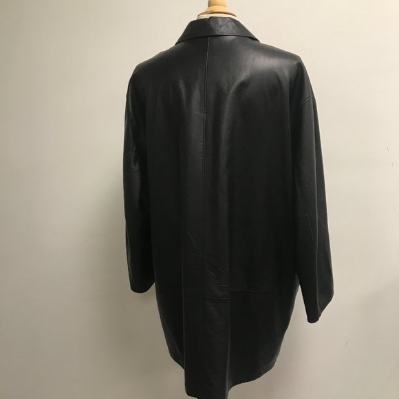 Torras black Spanish Leather to silk reversible trench coat e66 chest 58" - Picture 9 of 14